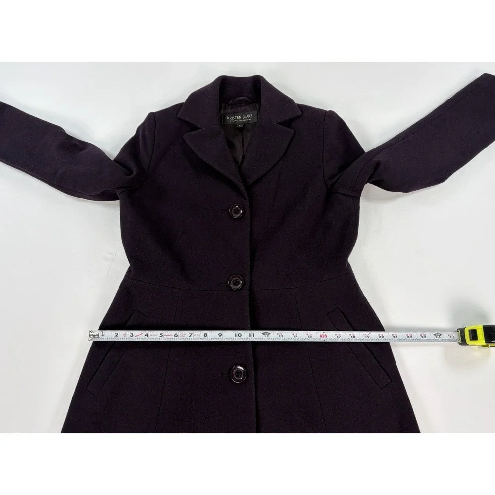 Kristen Blake Studio Collection Wool Cashmere Pea Coat Plum Purple Women's 6